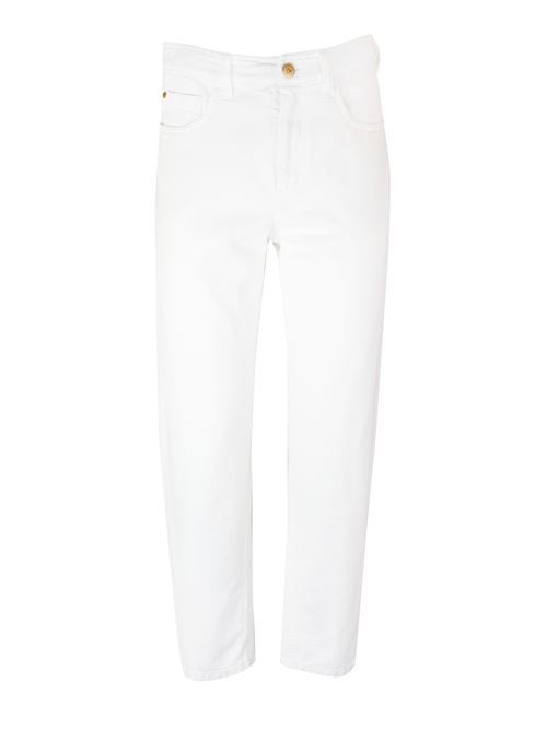 Pantaloni affusolati a vita alta in cotone bianco di BRUNELLO CUCINELLI BRUNELLO CUCINELLI | MB030P5732C159